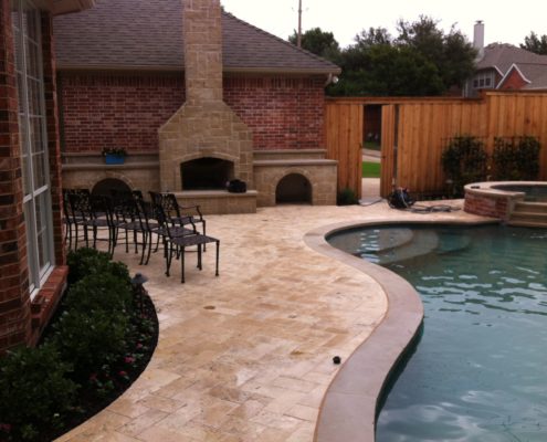 Pool Landscape and Kitchen